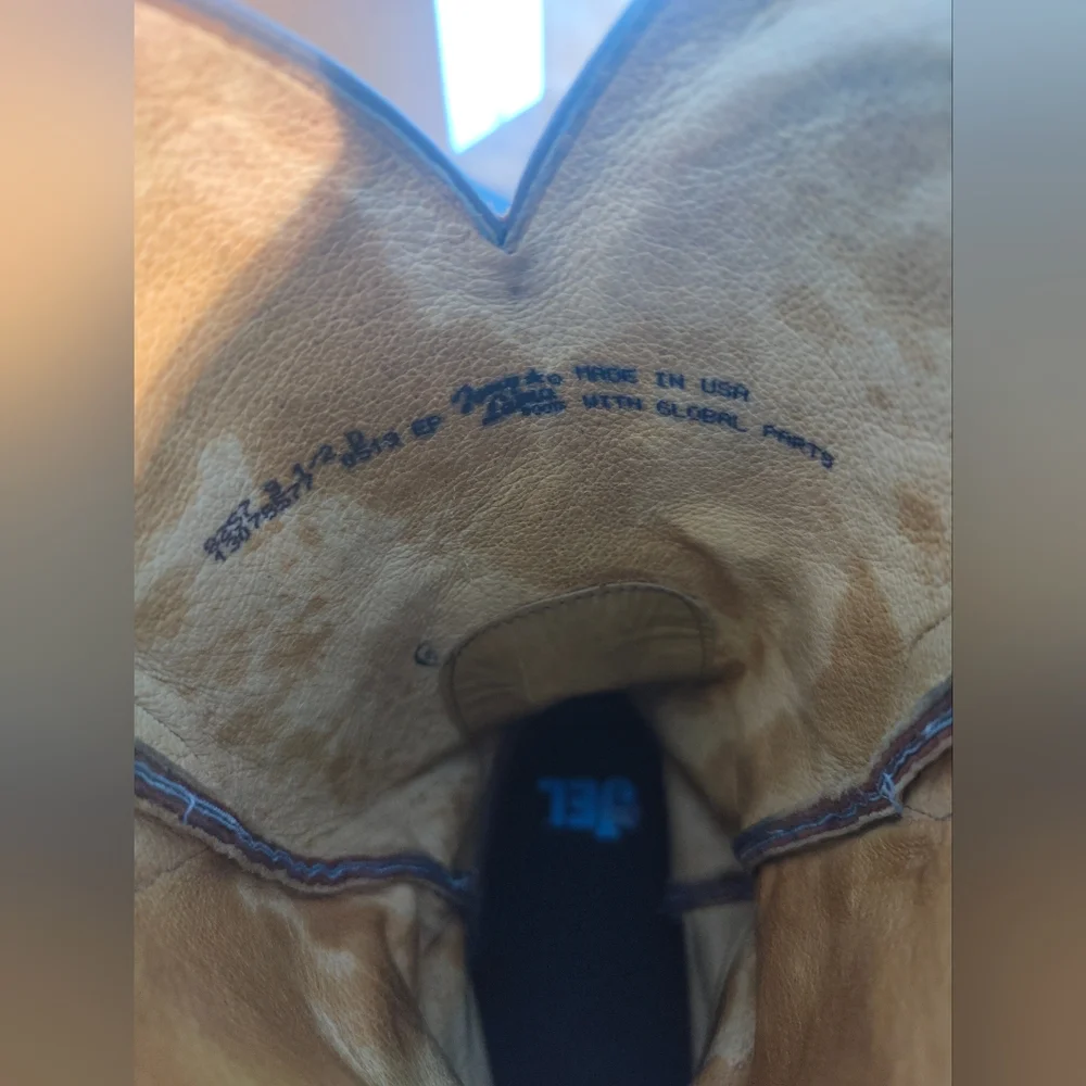 Tony Lama Men's Full Quilted Ostrich Cowboy Boots 9.5D Brown/Orange Color - Picture 6 of 7